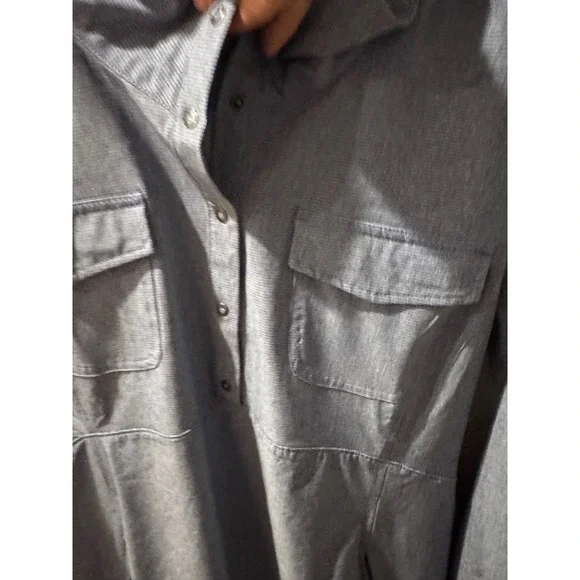 Duluth‎ Trading Co Snap Neck Tunic Shirt Blue Stripe Women's Medium Lightweight - Picture 7 of 10